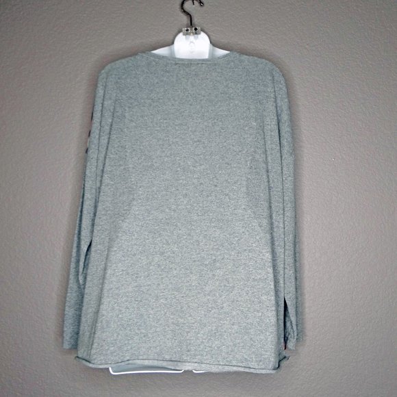 Easel Los Angeles Oversized Plaid long sleeve gray top/ t-shirt size Small - Picture 6 of 7